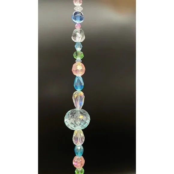Handmade Beaded Suncatcher - Pastel - Clear Crystal Prism - Hanging Decor - Picture 9 of 14